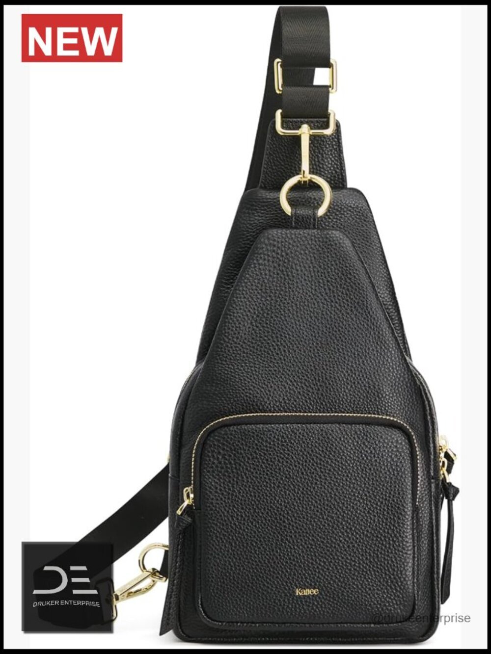 Top Grain Pebbled Cowhide Leather Sling Bag, RFID Blocking Crossbody Purse